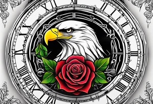eagle, rose, clock , love tattoo idea