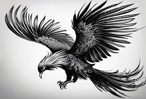 phoenix, 
chinese,
realistic, 
long tail,
elegant,
wings closed
long neck,
long feathers,
in flight,
graceful, tattoo idea