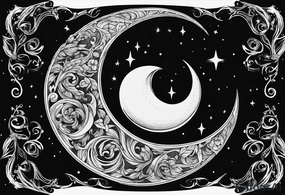 crescent moon basic sketch tattoo idea