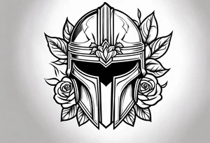 spartan helmet with roses tattoo idea