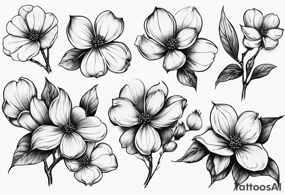 Dogwood flowers music pick tattoo idea