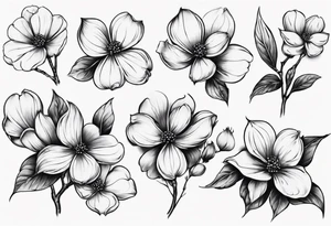 Dogwood flowers music pick tattoo idea