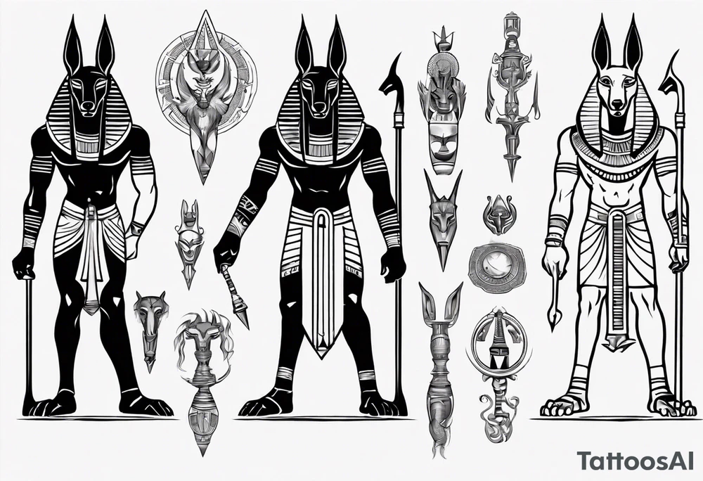 Egyptian god Anubis mad bipedal tattoo idea