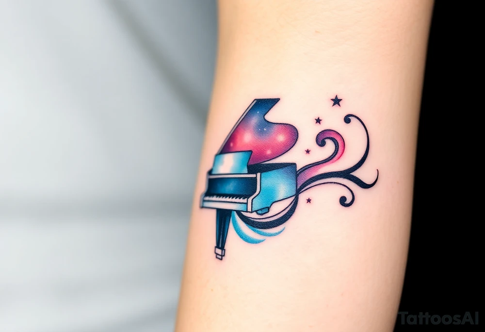 dream grand piano under the stars swirl tattoo idea