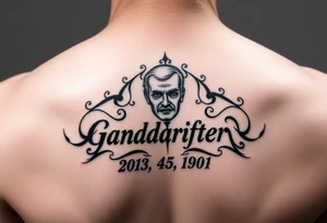 Small tattoo , on the shoulder traps , representing grandfather and date of death, could be in German or English tattoo idea