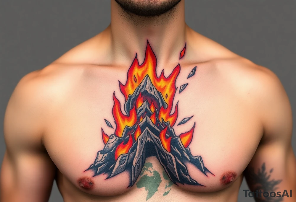toxic world on fire tattoo idea