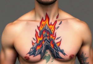 toxic world on fire tattoo idea
