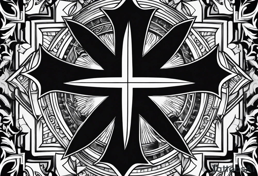 Maltese cross with Jesus in the middle tattoo idea