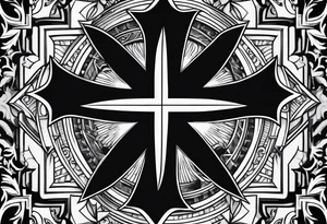 Maltese cross with Jesus in the middle tattoo idea