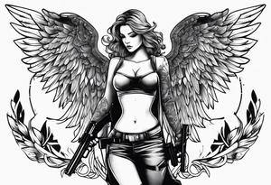 Angel with gun tattoo idea
