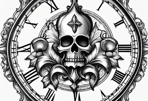fleur de lis with compass and clock tattoo idea