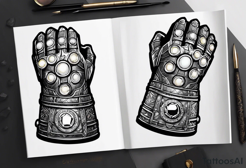 Infinity gauntlet with infinity stones tattoo idea