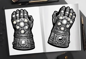 Infinity gauntlet with infinity stones tattoo idea