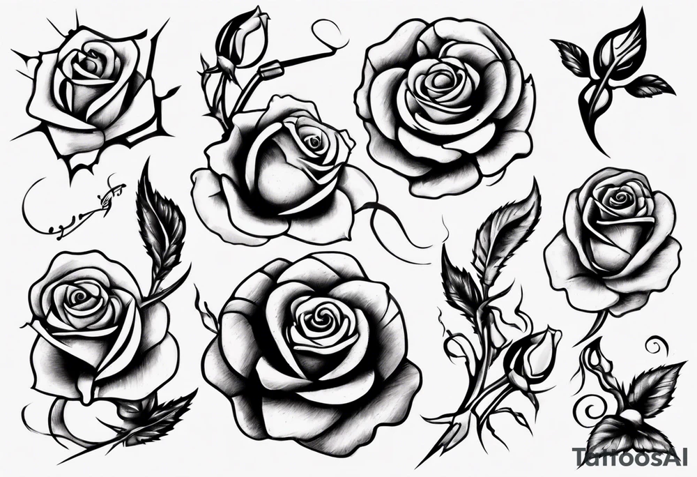 music around rose tattoo idea