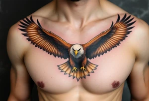 A soaring eagle with outstretched brown wings and golden beak, symbolizing strength and vision. tattoo idea