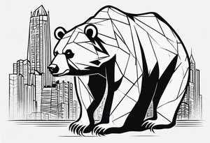 Serious bear coming up behind a city tattoo idea