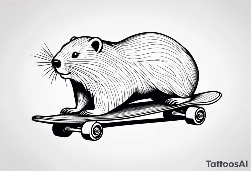Beaver on a skateboard tattoo idea