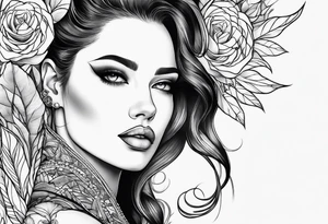 Thin lines of a women side faces tattoo idea