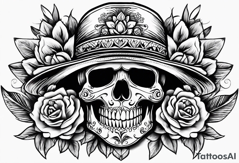 Mexican skull and paint brushes tattoo idea