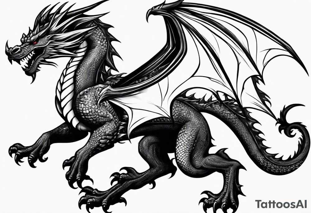 men thigh welsh dragon tattoo idea