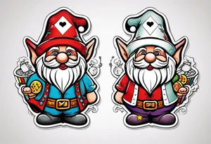 Gambling gnome couple tattoo idea