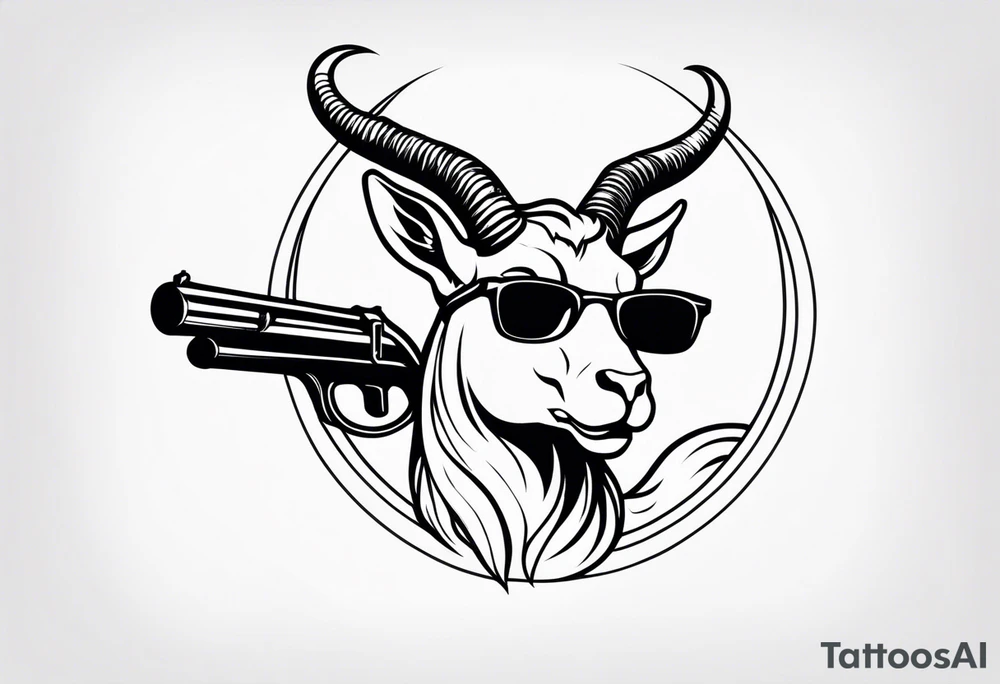 capricorn with sunglasses and a shotgun tattoo idea