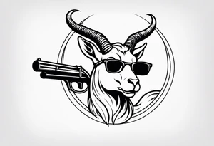 capricorn with sunglasses and a shotgun tattoo idea