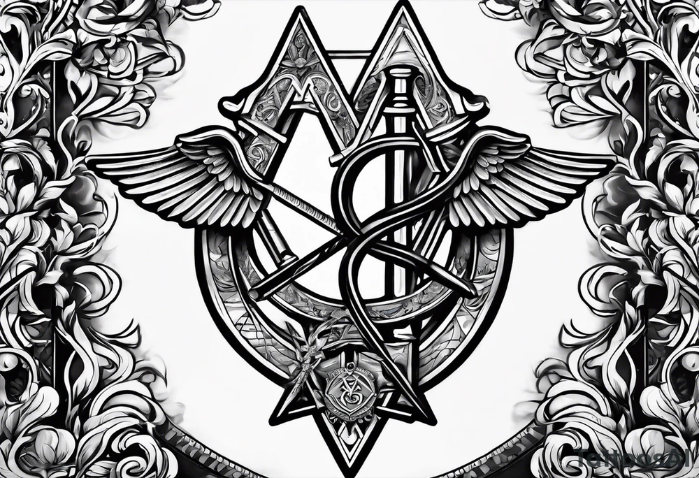 Staff of caduceus with masonic symbols tattoo idea