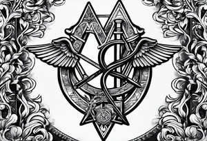 Staff of caduceus with masonic symbols tattoo idea