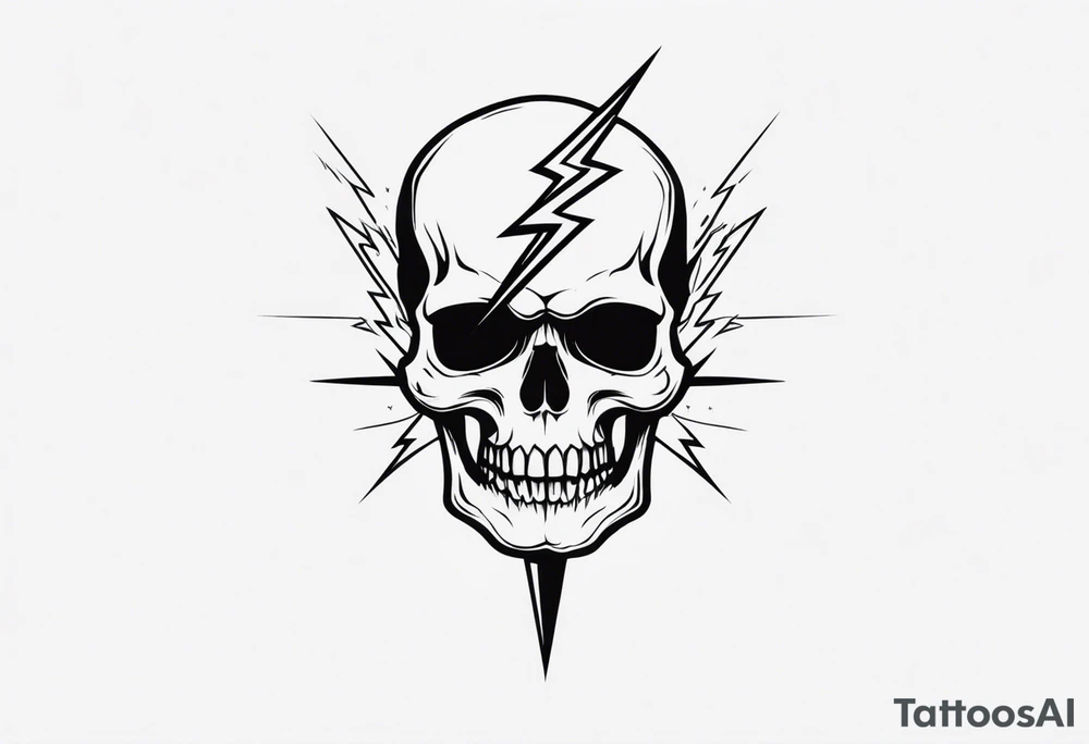 A skull with a lightning bolt striking through it tattoo idea A skull with a lightning bolt striking through it tattoo idea