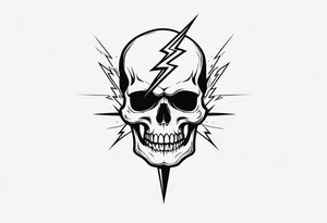 A skull with a lightning bolt striking through it tattoo idea