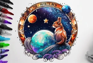 I want the name "Drew" with a space background tattoo idea