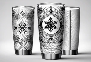 20 oz tumbler simple minimalist Christmas 2024 snowflake 
motif with a blank banner to engrave a name in the middle tattoo idea