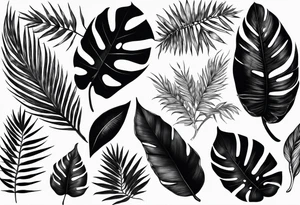 Tropical leaves tattoo idea