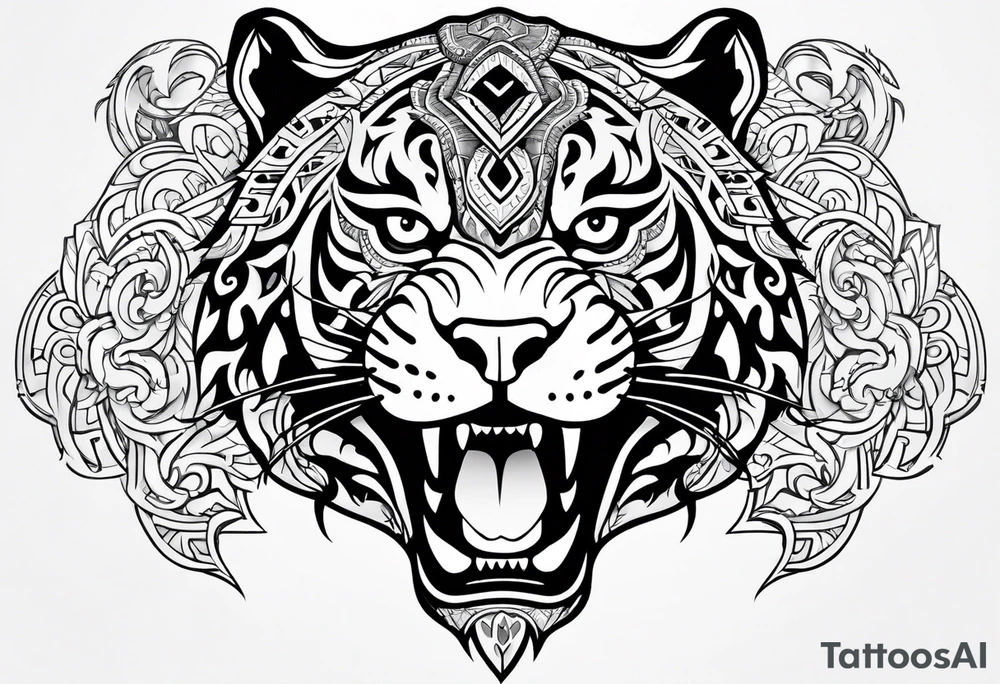 aztec full jaguar tribal tattoo idea