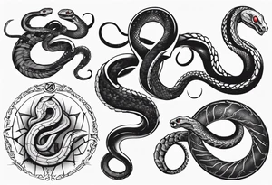 snake on lovecraft theme with tentacle tattoo idea