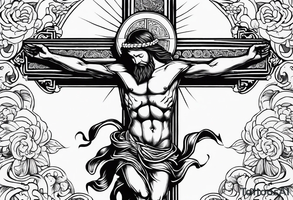 Swim bike run crucifix tattoo idea