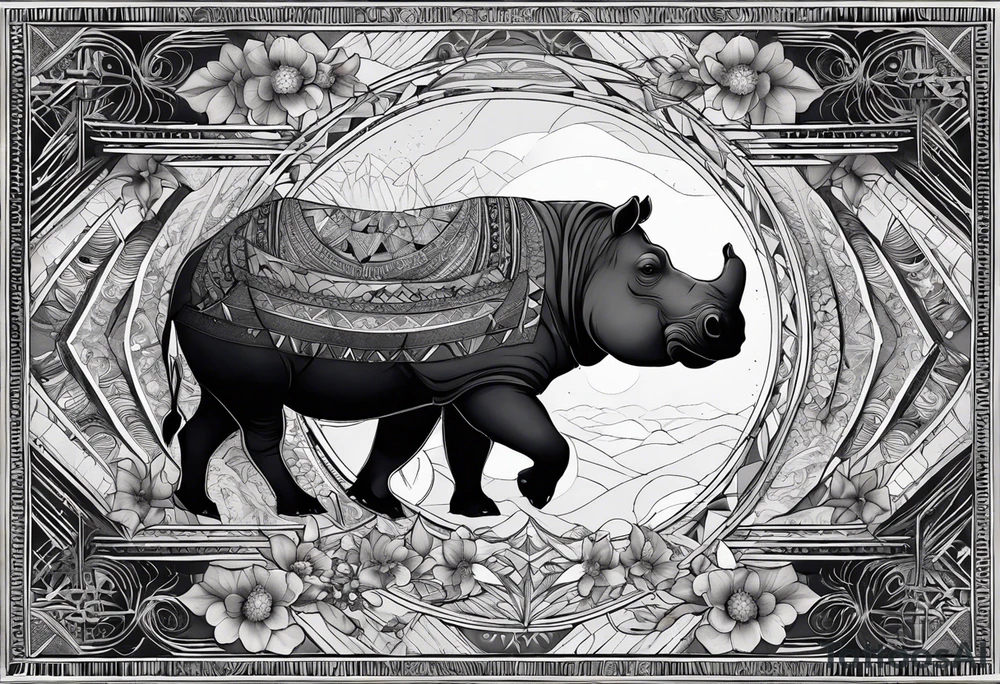Very asymmetrical, +geometric pattern, with realistic full moon, with hippo,+tribal, +geometric, +inkart , +blackwork, +grey scale, + sketch
with wintersweet flower bud, +inkart touch, +for men, detailed , combined favourite , tattoo idea