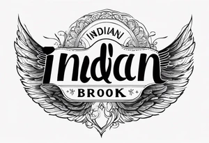 The words “Indian Brook” with angel wings tattoo idea