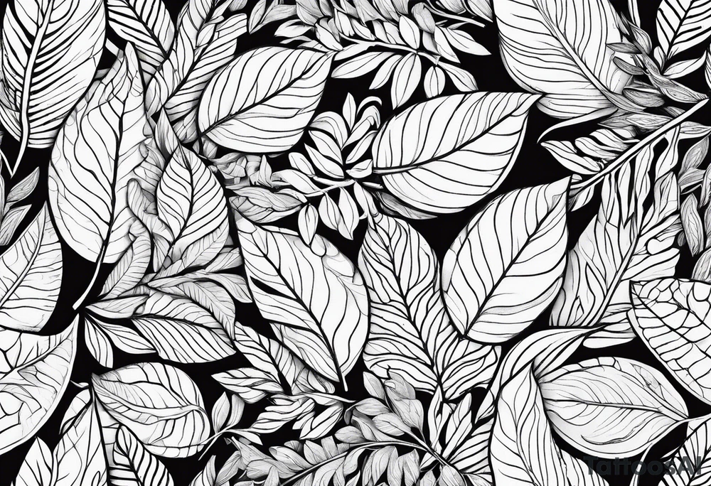 stylized leaves in simple, minimalist tattoo idea