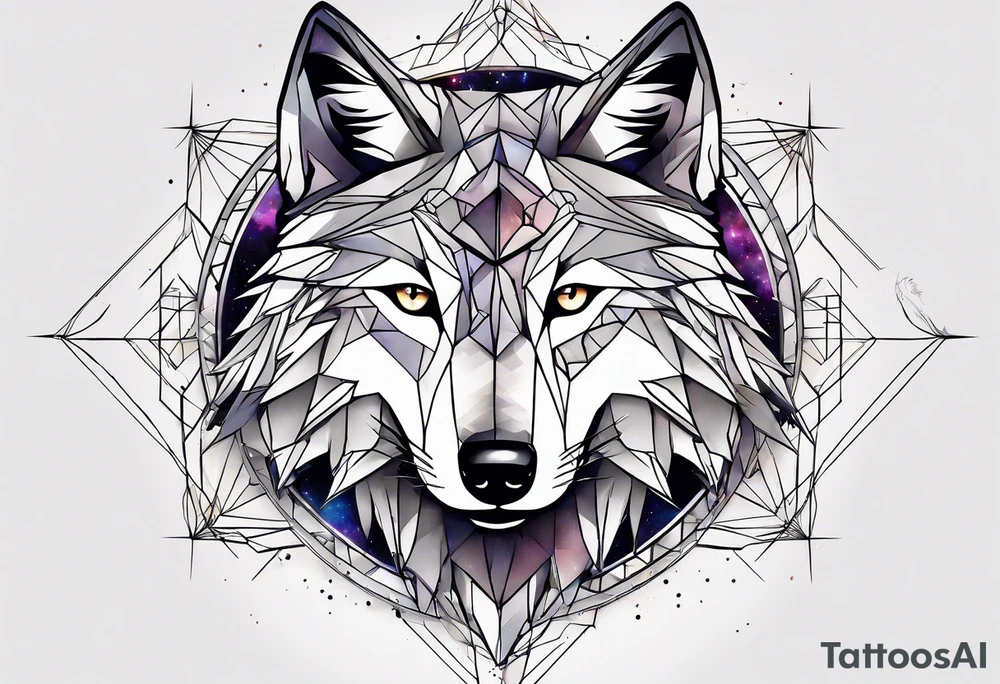 Constellation, two animal wolf, géométric tattoo idea