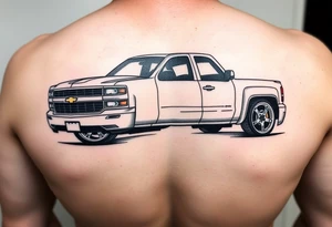 Chevy Silverado 1500 lowrider with wire wheels tattoo idea