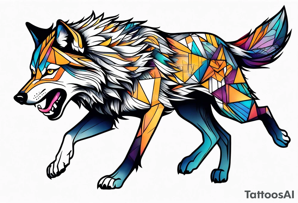 Wolf running tattoo idea