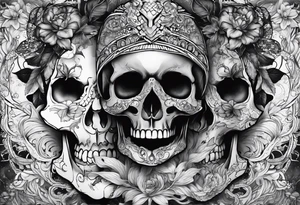 merge two halfs: in upper half put a visceral and in lower half put a skull tattoo idea