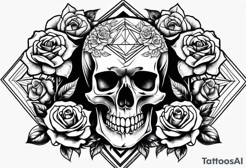 skull and roses tattoo idea