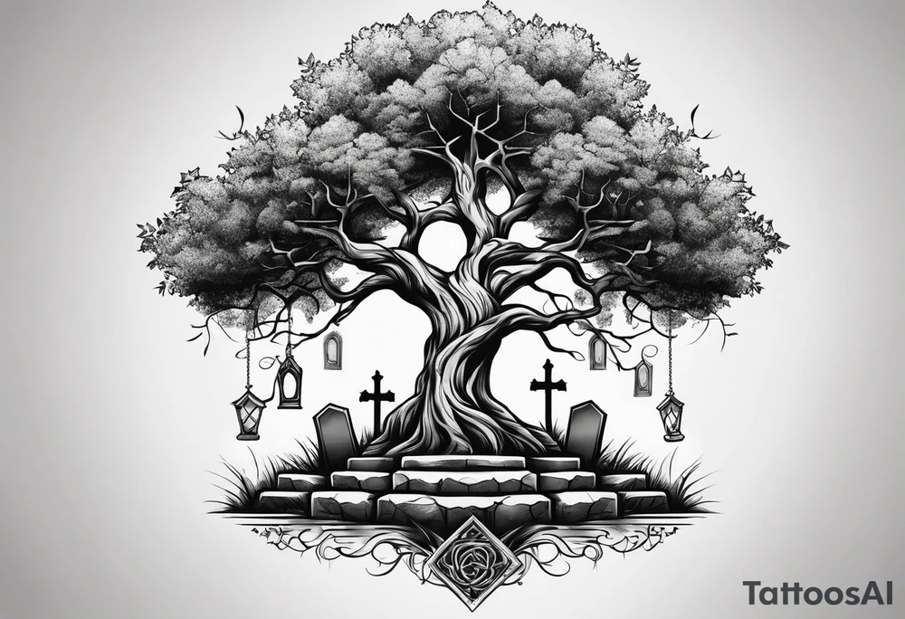 Tree with tombstones tattoo idea