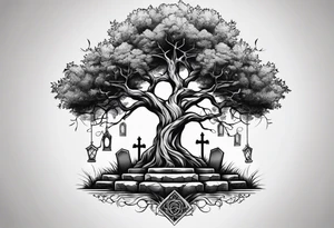 Tree with tombstones tattoo idea