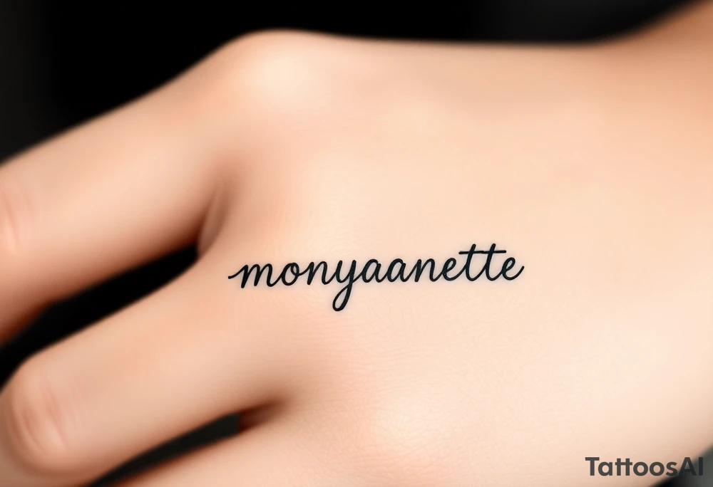 the name “monyanette” under the pinky side of the hand tattoo idea