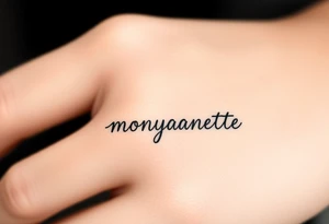 the name “monyanette” under the pinky side of the hand tattoo idea