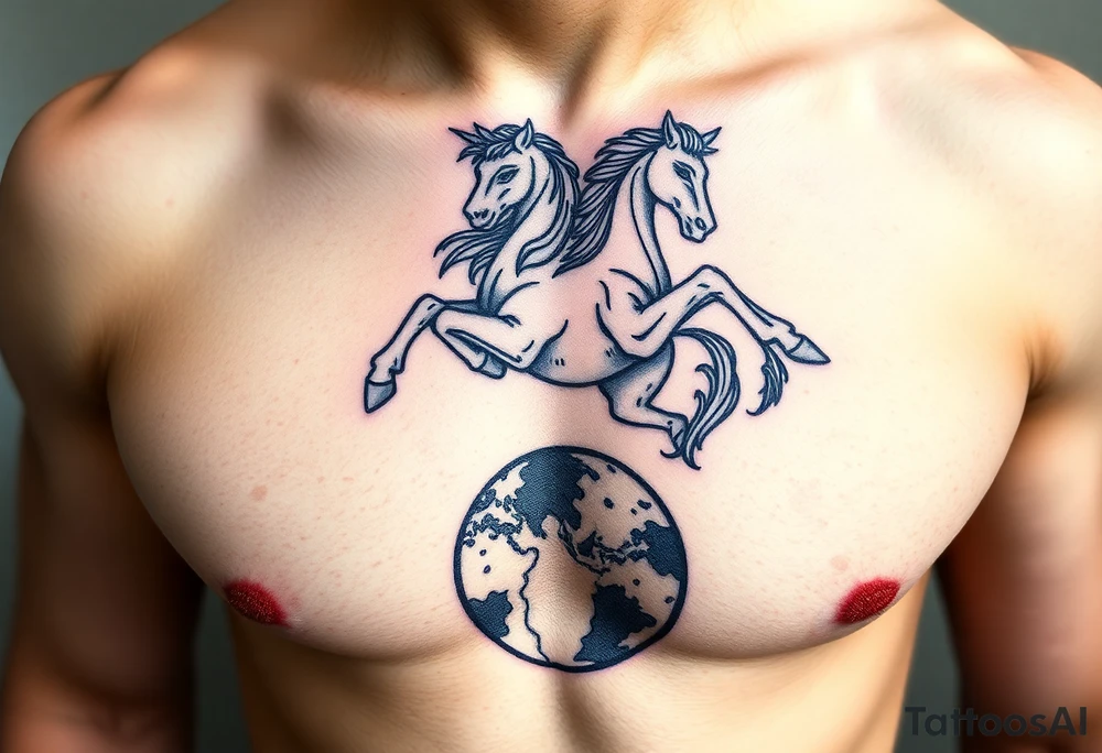 the centaur hovering over the world tattoo idea